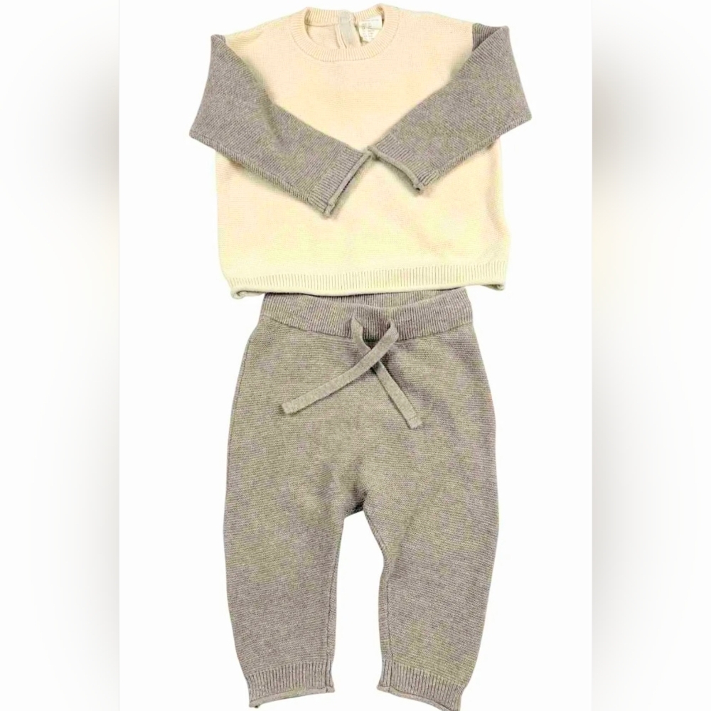 H&M Cream and Light Tan Organic Cotton Knit